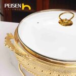 Elegant Round Gold Ceramic Chafing Dish