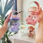 Water Bottle with Straw and Shoulder Strap