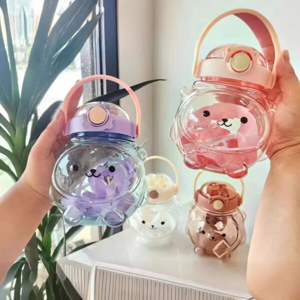 Water Bottle with Straw and Shoulder Strap