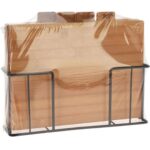 4-Piece Bamboo Cutting Board Set with Black Metal Stand