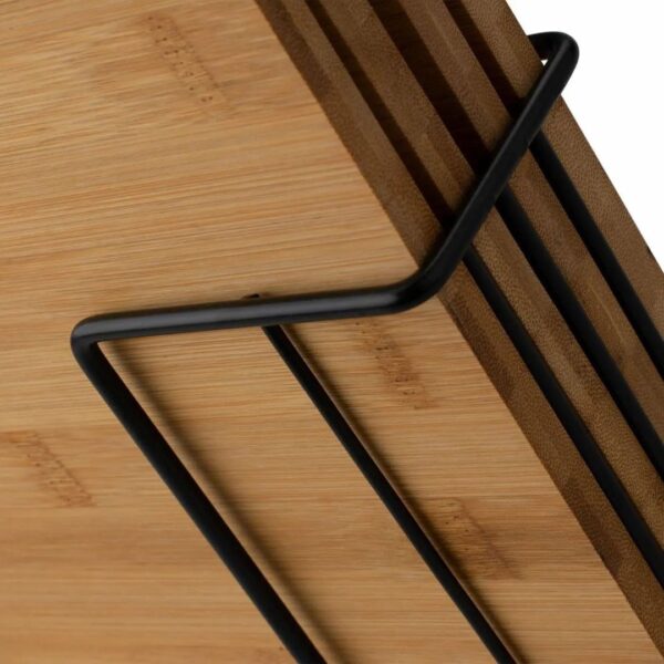 4-Piece Bamboo Cutting Board Set with Black Metal Stand