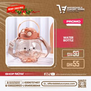 Water Bottle with Straw and Shoulder Strap