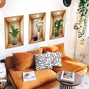 3-Piece 3D Potted Plant Illusion Wall Decals