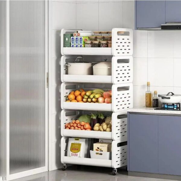 5-Tier Slim Rolling Utility Trolley & Organizer