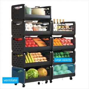 5-Tier Slim Rolling Utility Trolley & Organizer