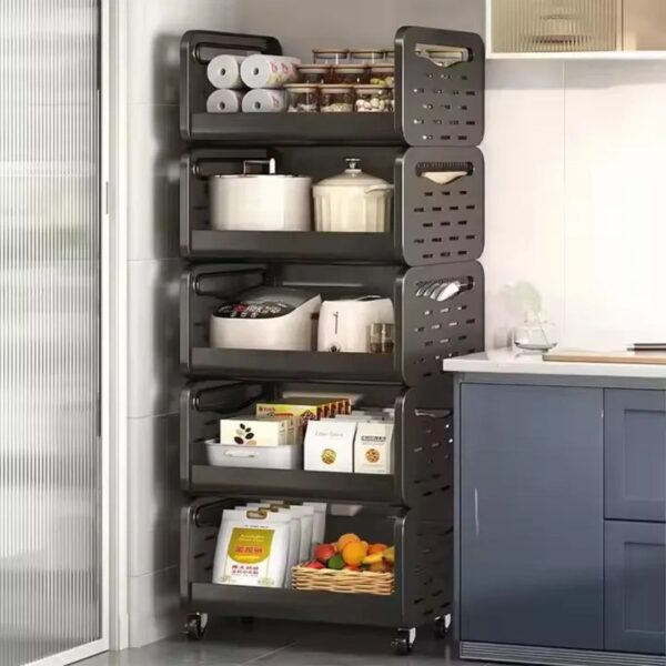 5-Tier Slim Rolling Utility Trolley & Organizer