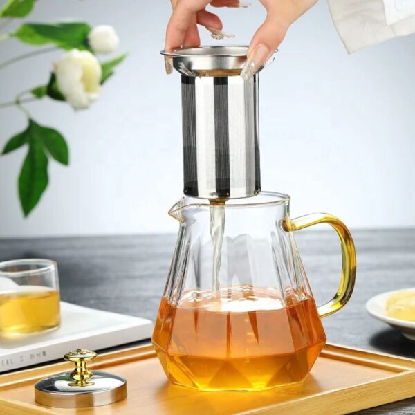 1200ml Diamond Borosilicate Glass Teapot