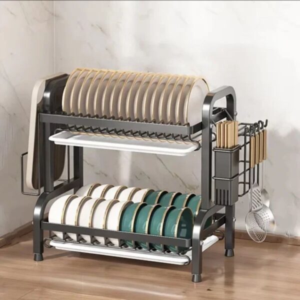 2-Tier Heavy-Duty Stainless Steel Dish Rack