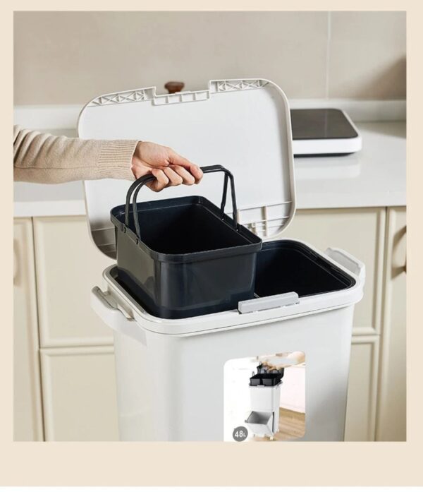 34L Modern Japanese-Style 3-in-1 Recycling Bin