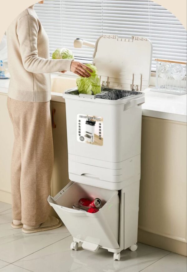 34L Modern Japanese-Style 3-in-1 Recycling Bin