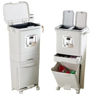 34L Modern Japanese-Style 3-in-1 Recycling Bin