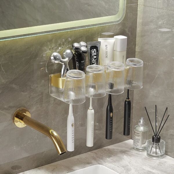 Acrylic Wall-Mounted Toothbrush & Razor Organizer