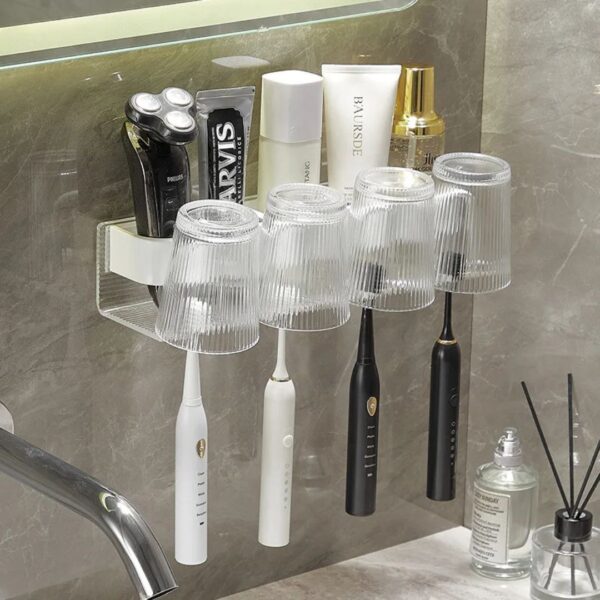 Acrylic Wall-Mounted Toothbrush & Razor Organizer