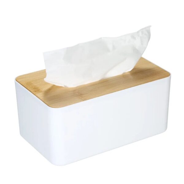 Modern Nordic Bamboo-Lid Tissue Holder