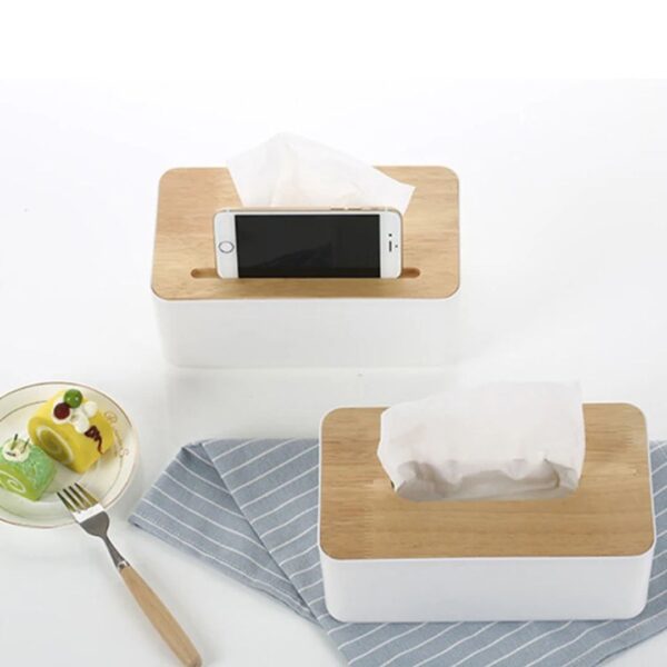 Modern Nordic Bamboo-Lid Tissue Holder