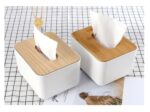 Modern Nordic Bamboo-Lid Tissue Holder