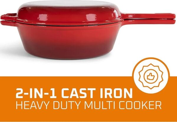 2-in-1 Professional Enameled Cast Iron Multi-Cooker