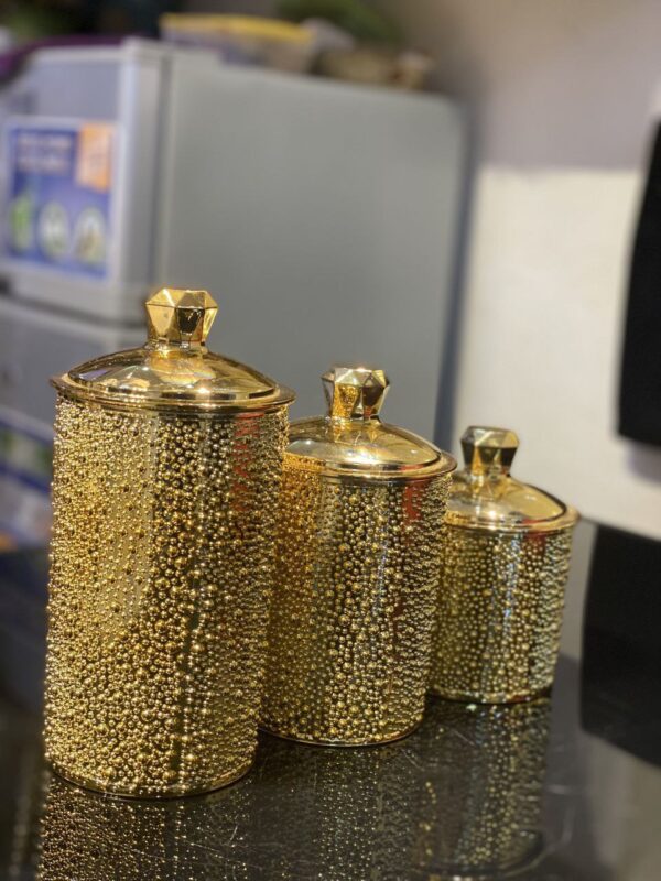 3-Piece Gold Shimmer Canister