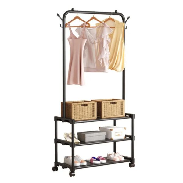 3-in-1 Mobile Garment & Shoe Storage Rack