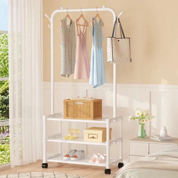 3-in-1 Mobile Garment & Shoe Storage Rack