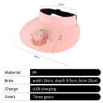 3-Speed Rechargeable Pink Sun Visor Fan