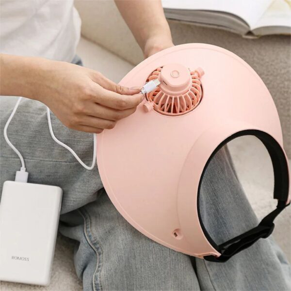 3-Speed Rechargeable Pink Sun Visor Fan