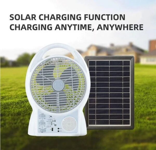 6-in-1 Solar-Powered Emergency Fan & Light