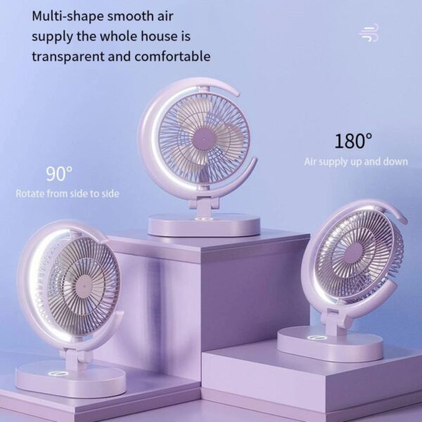 Half-Moon Rechargeable Desk Fan with Fill Light