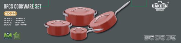 Uakeen 4-Piece Professional Granite Non-Stick Cookware Set