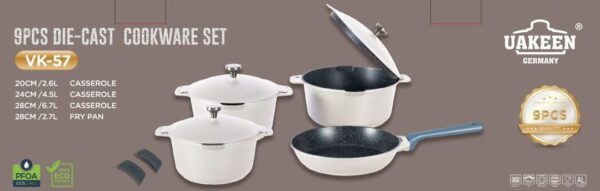 Uakeen 4-Piece Die-Cast Granite Cookware Set