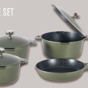 Uakeen 4-Piece Die-Cast Granite Cookware Set