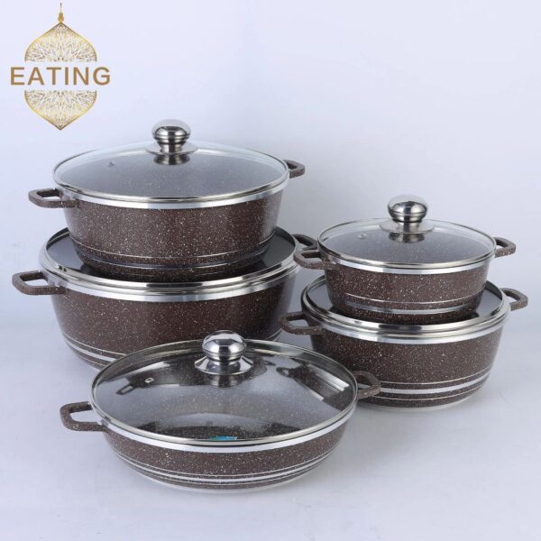 Dessini Italy 5-Piece Jumbo Granite Non-Stick Cookware Set