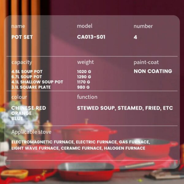 DSPS Professional 4-Piece Die-Cast Granite Cookware Set