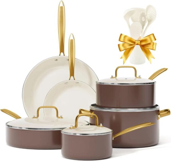 6-Piece Non-Toxic Ceramic Cookware & Utensil Set