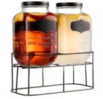 Dual 8L Mason Jar Beverage Dispenser with Metal Stand