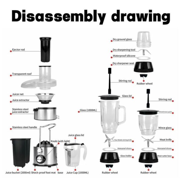 800W 4-in-1 Professional Centrifugal Juicer & Food Processor Set