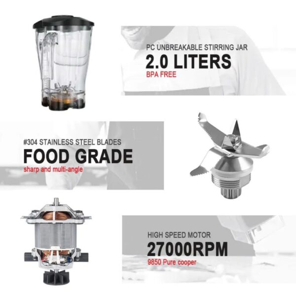 Hoffmans 2L Professional Soundproof Commercial Blender