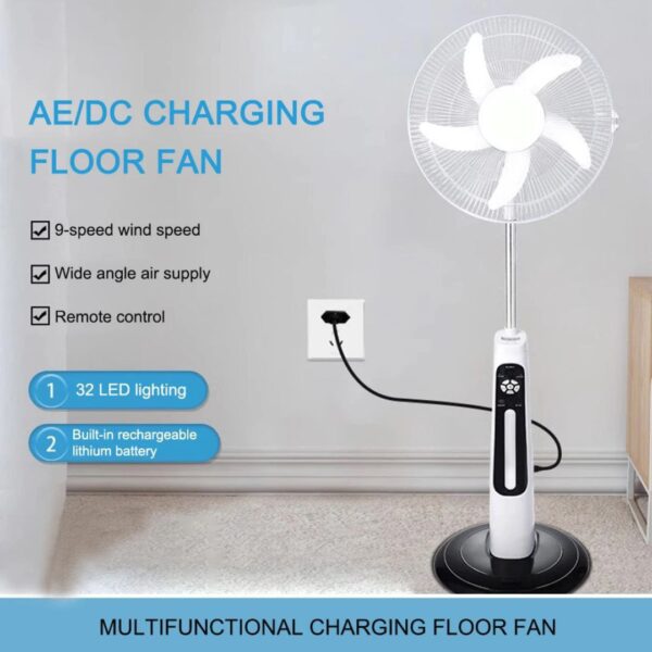 18-Inch Hybrid Rechargeable Solar Standing Fan