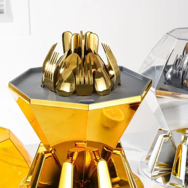 Modern 24-Piece Gold Cutlery Set