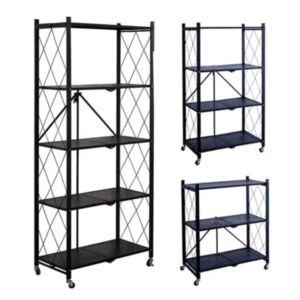 5-Tier Heavy-Duty Foldable Mobile Storage Rack