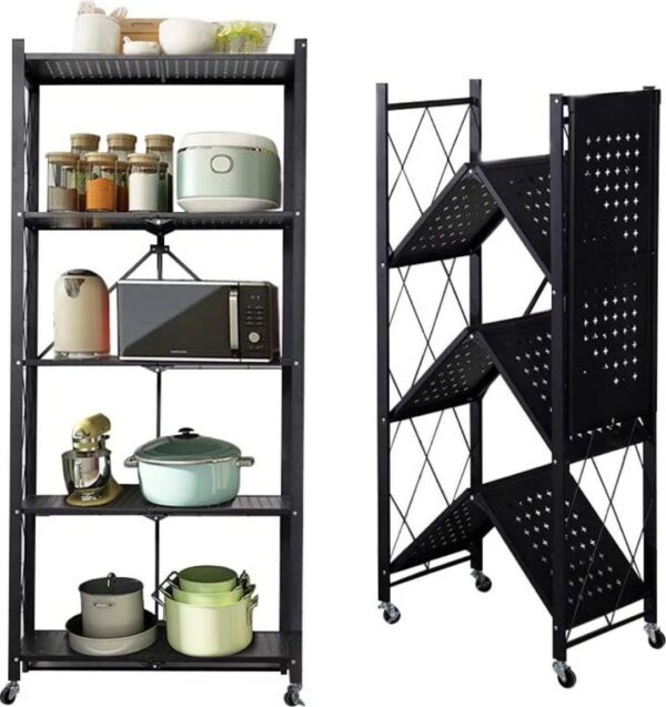 5-Tier Heavy-Duty Foldable Mobile Storage Rack