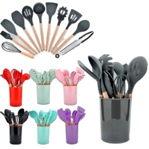 12-Piece Premium Silicone & Wood Kitchen Utensil Set