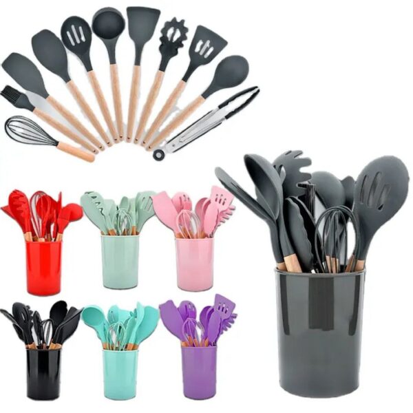 12-Piece Premium Silicone & Wood Kitchen Utensil Set