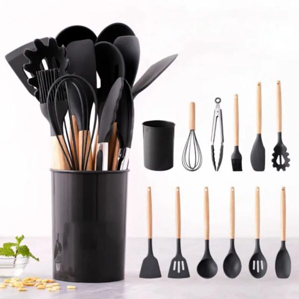12-Piece Premium Silicone & Wood Kitchen Utensil Set
