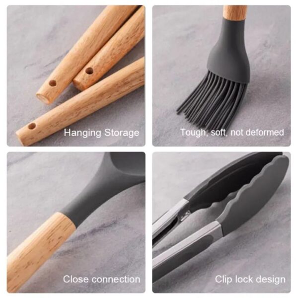12-Piece Premium Silicone & Wood Kitchen Utensil Set