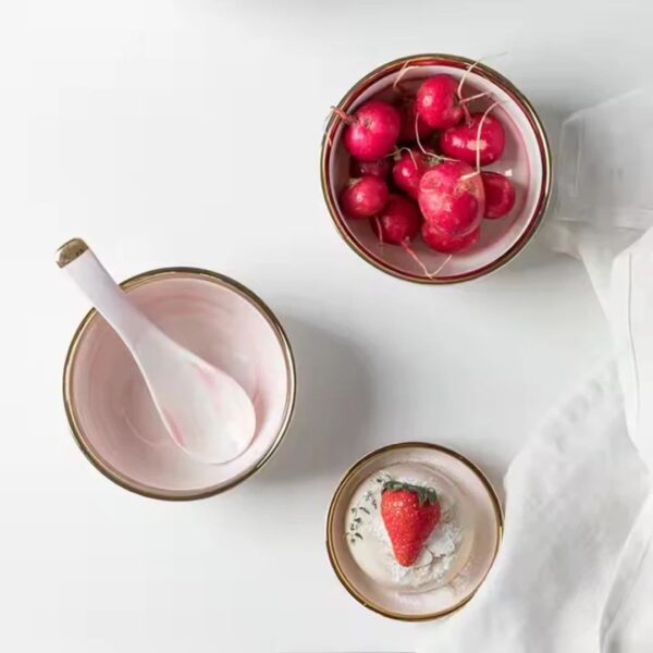 7-Piece Hand-Painted Marble & Gold Dinnerware Set