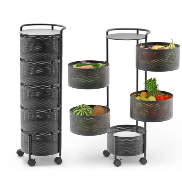 5-Tier Heavy-Duty Rotating Storage Trolley (Round)