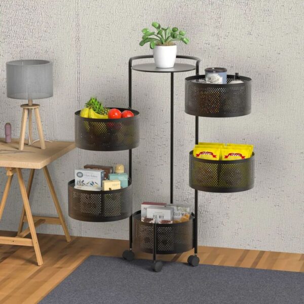 5-Tier Heavy-Duty Rotating Storage Trolley (Round)