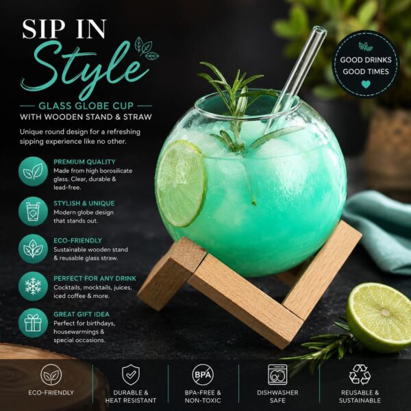 475ml Precision Glass Cocktail Orb with Artisan Stand