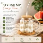 350ml Glass Tumbler with bamboo lid & straw